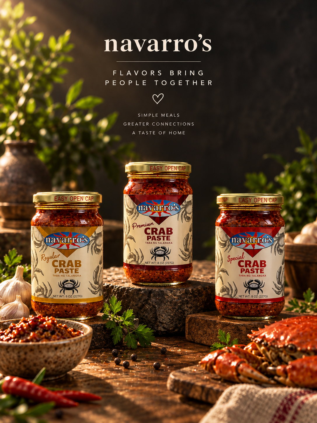 Three varieties of Navarro’s crab paste